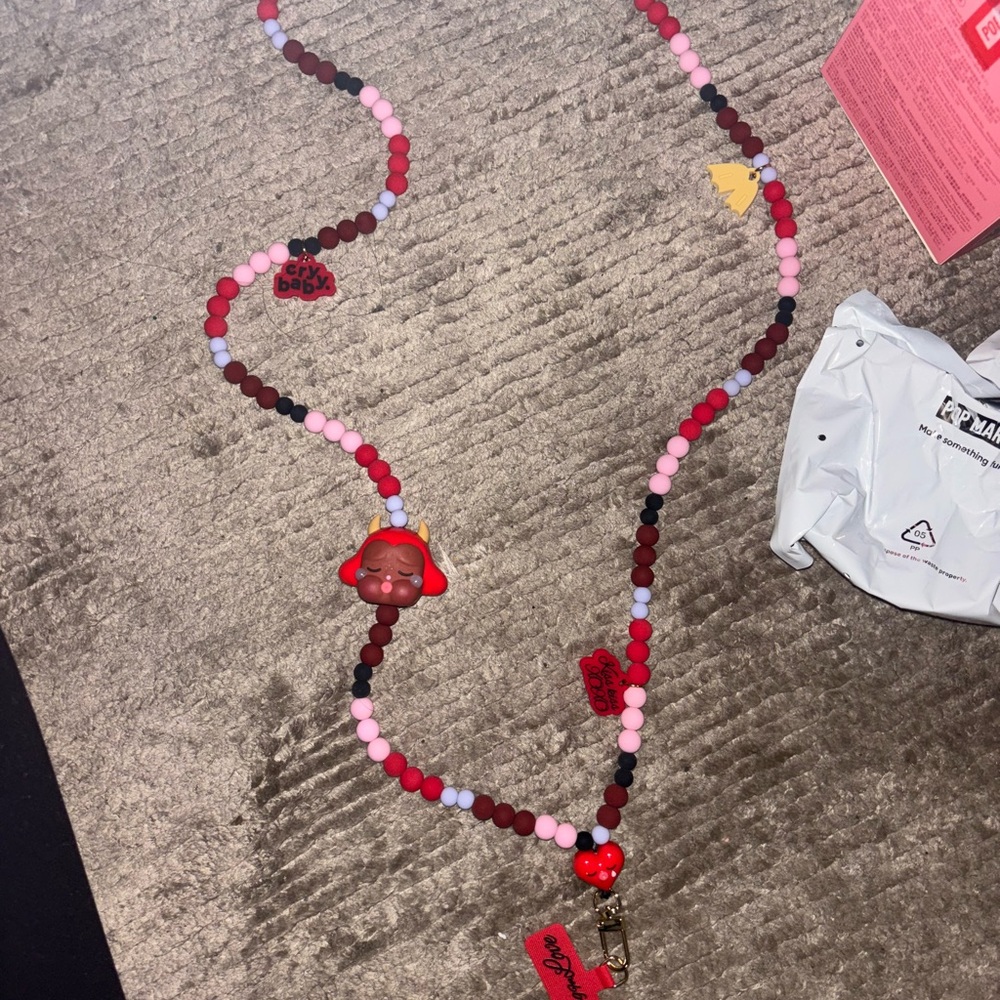 Colorful Beaded Phone Charm- “Crying for love” Cry Baby Series- Pop Mart